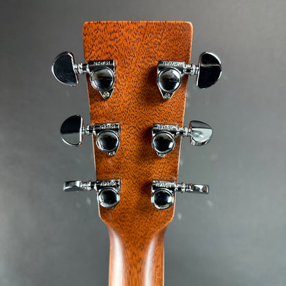 Back of headstock of Used Martin HD-35 Natural.