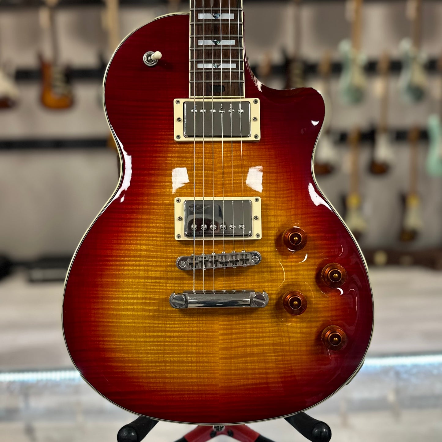 Front of Used Larrivee RS4 Cherry Burst w/case TSS4353