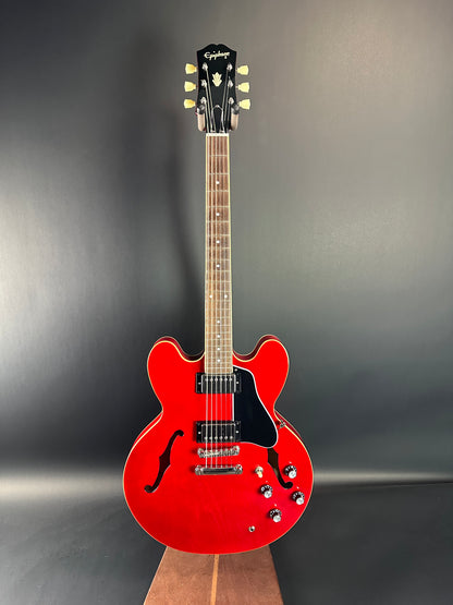 Full front of Used Epiphone 335 IG Cherry Red.