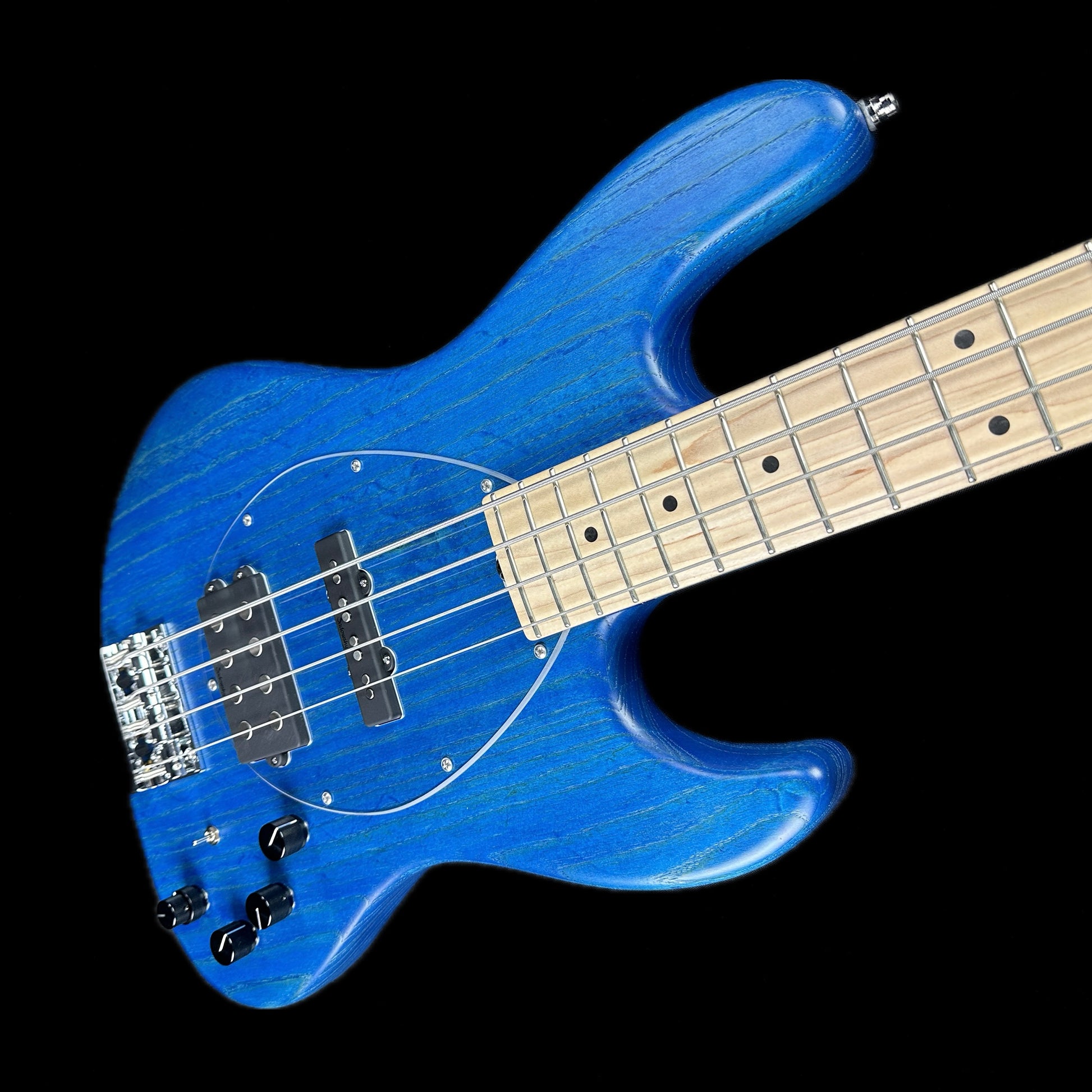 Front angle of Used Sadowsky MJ Metroline Satin Blue.