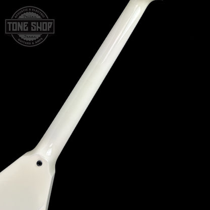 Back of neck of Used ESP Custom Shop DV8 Dave Mustaine White.