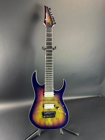 Full front of Used Ibanez RGIX7FDLB-NLB Norther Lights Iron Label.