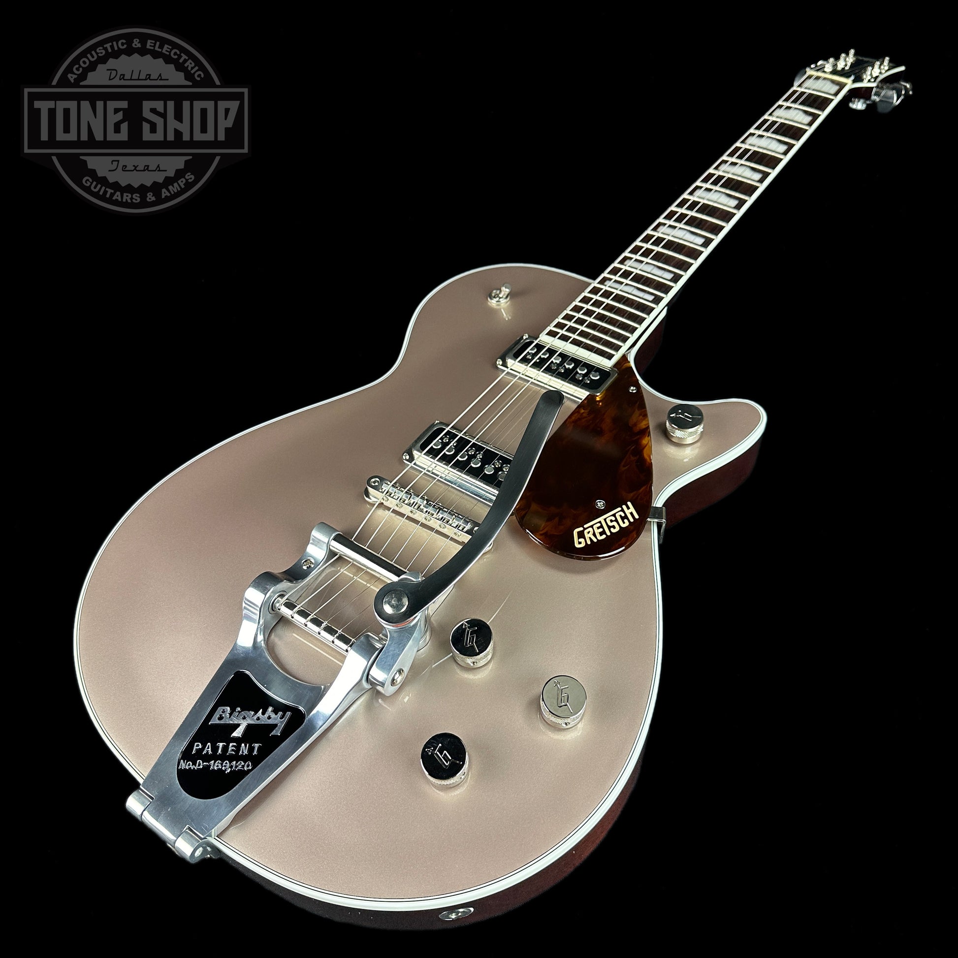 Front angle of Used Gretsch G6128T Players DS Sahara Mist.