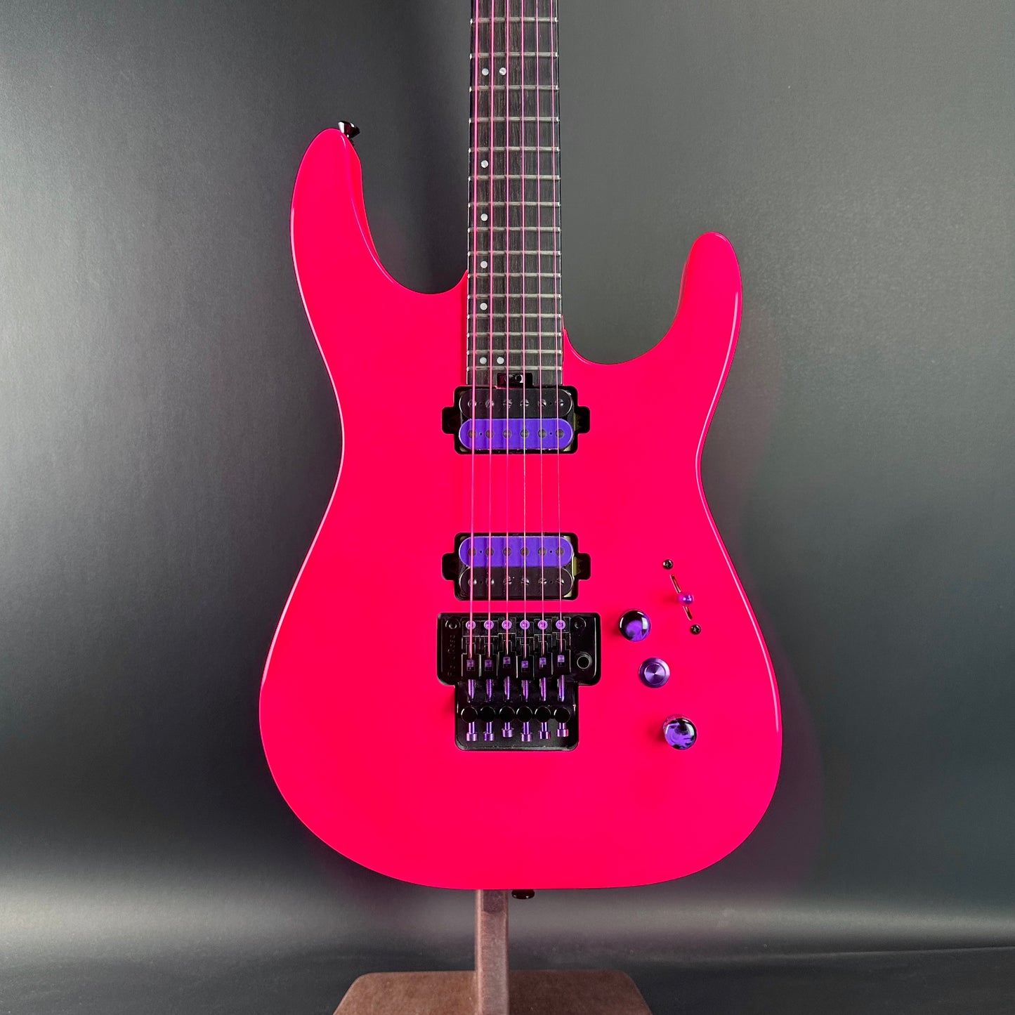 Front of Used Jackson Pro Series Dinky DK2 Ebony Fingerboard Neon Pink.