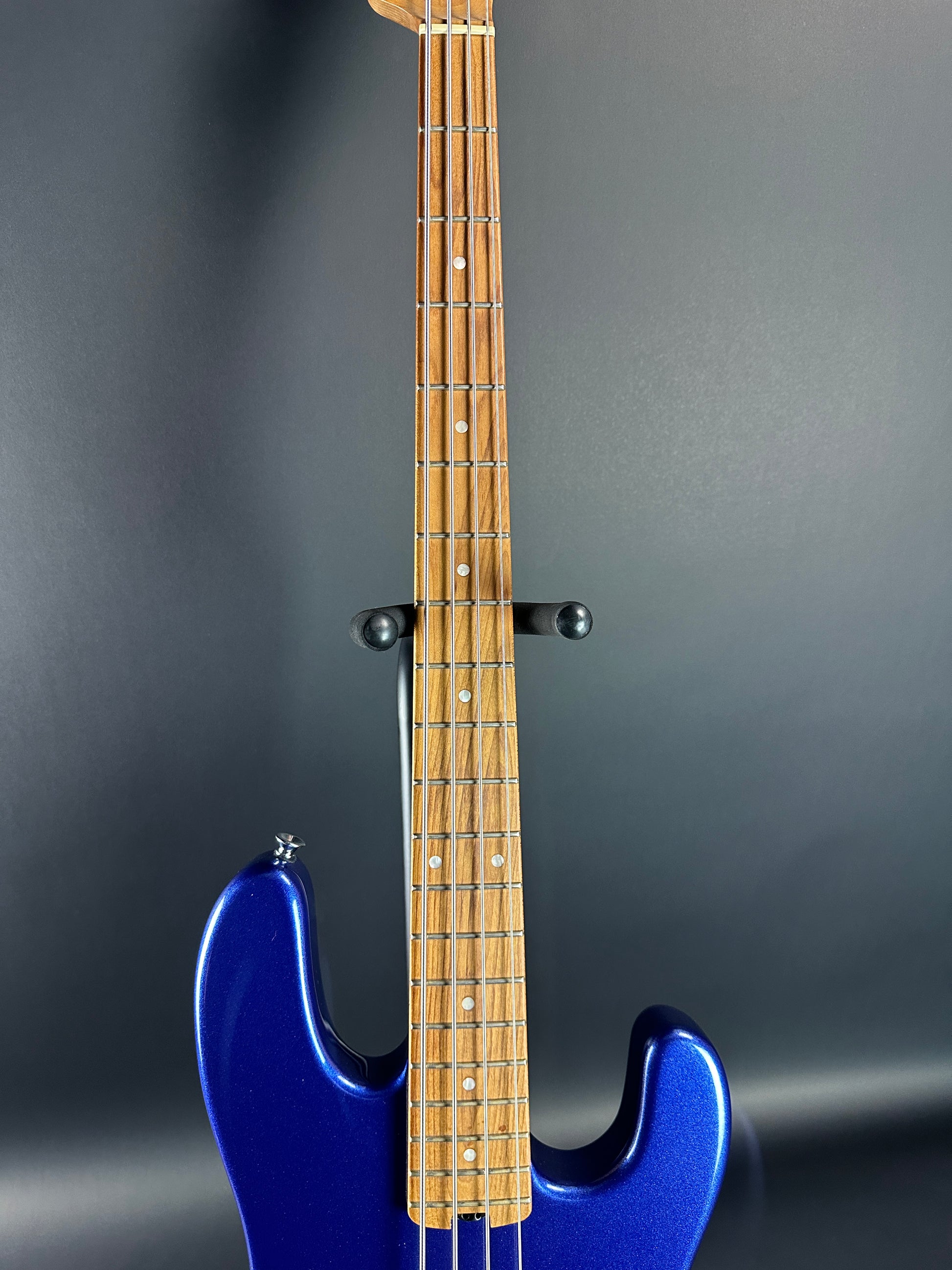 Fretboard of Used Charvel Pro Mod Bass Blue.