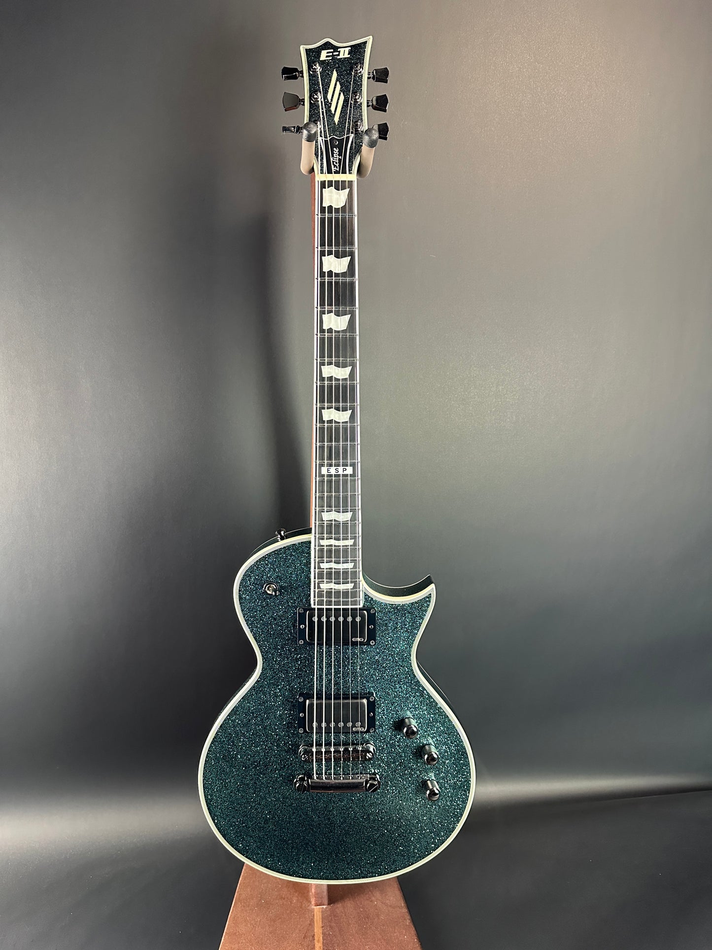 Full front of Used ESP E-II Eclipse Granite Sparkle.