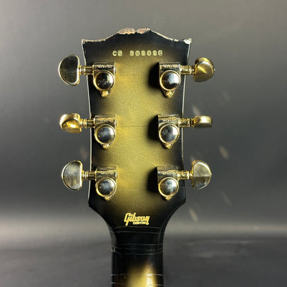 Back of headstock of Used Gibson Custom Shop Les Paul Custom Antique Silverburst Murphy Lab Light Aged.