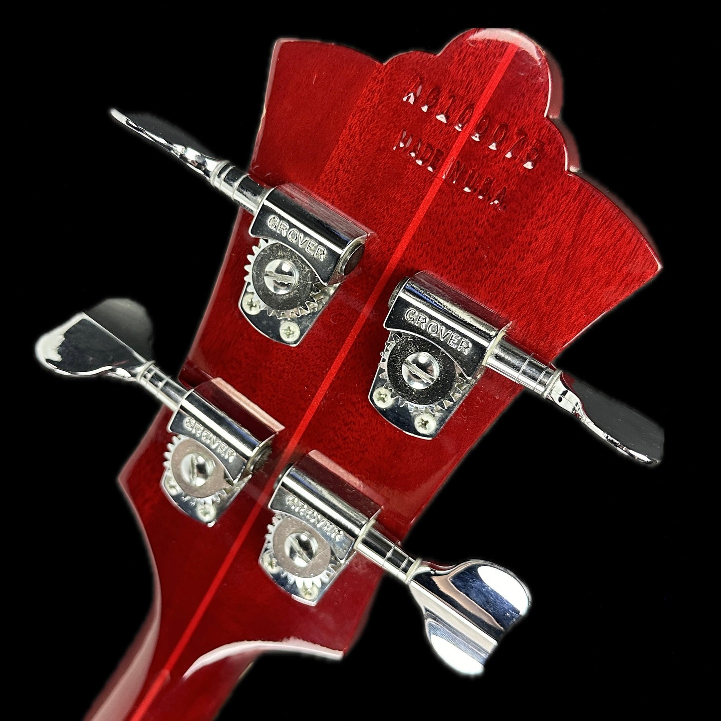 Back of headstock of Used Guild Starfire II Cherry.