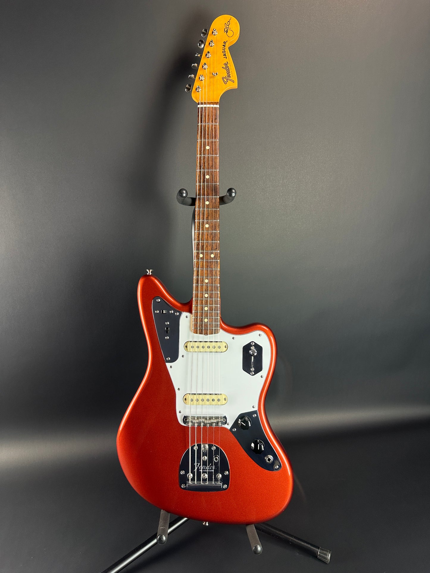 Full front of Used 2016 Fender Johnny Marr Jaguar Metallic KO.