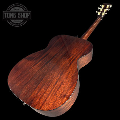 Back angle of OM1 Sunburst Sitka/Mahogany.