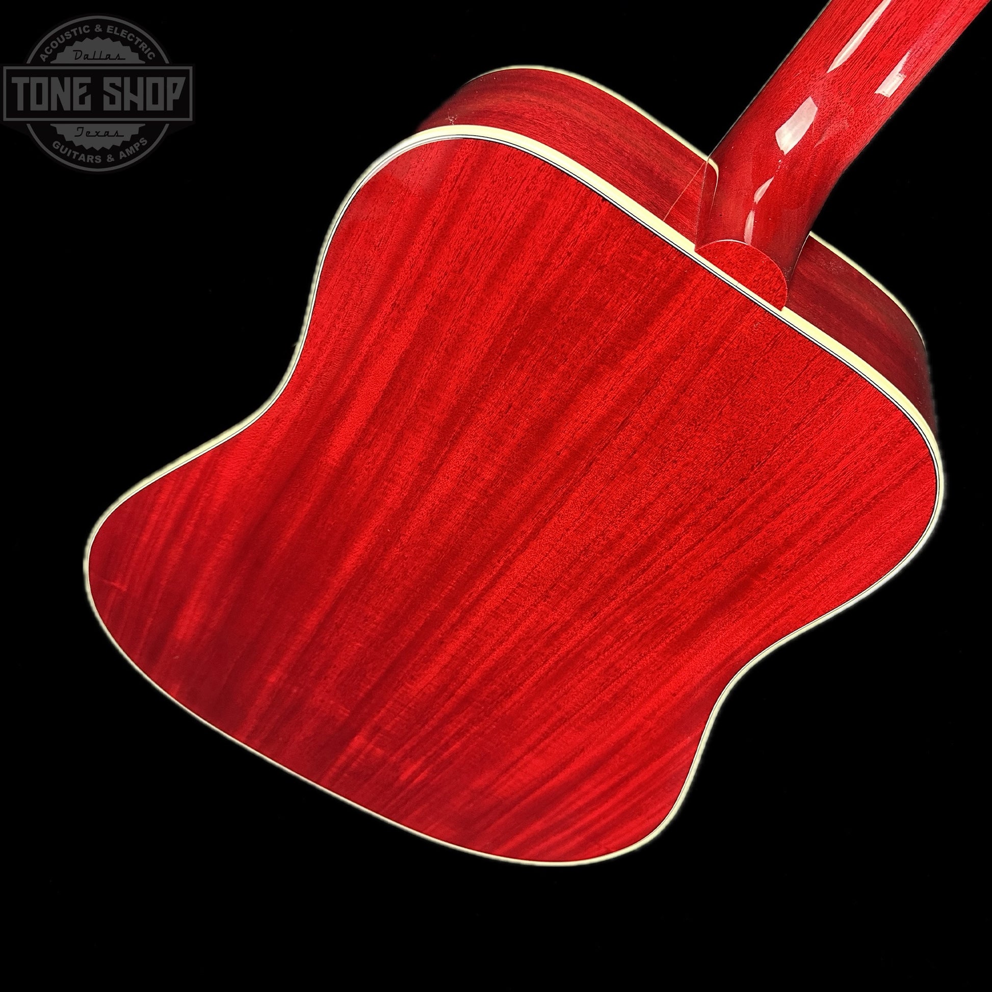 Back anglel of Gibson Custom Shop M2M Hummingbird Standard Cherry.