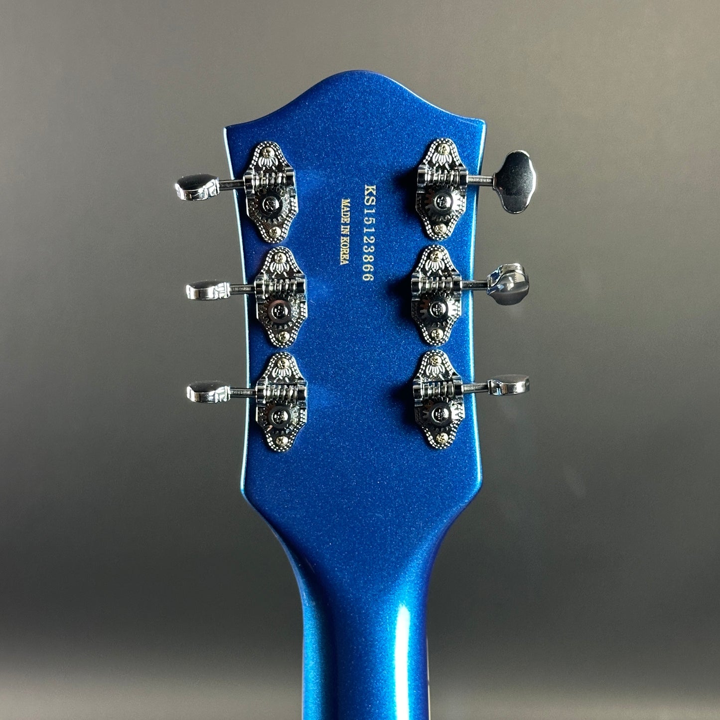 Back of headstock of Used Gretsch G5420T Blue.