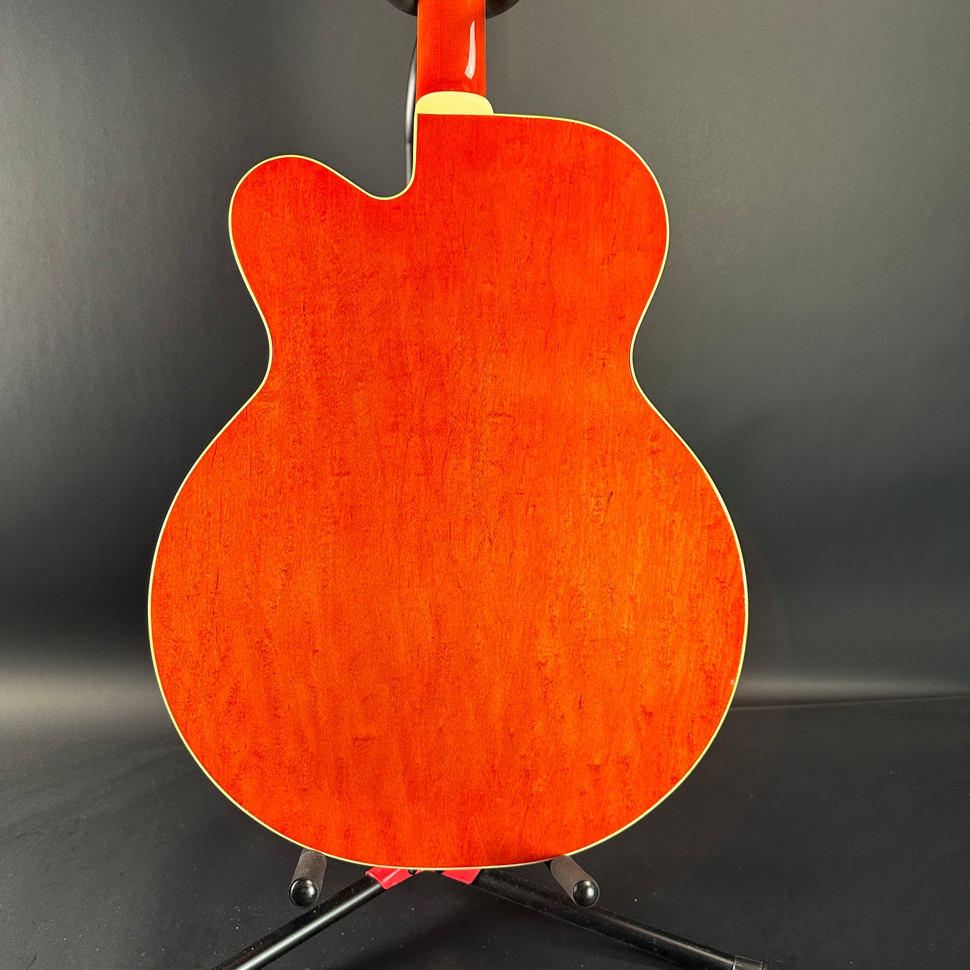 Back of Used 1991 Gretsch G6119B Broadcaster Bass Orange.