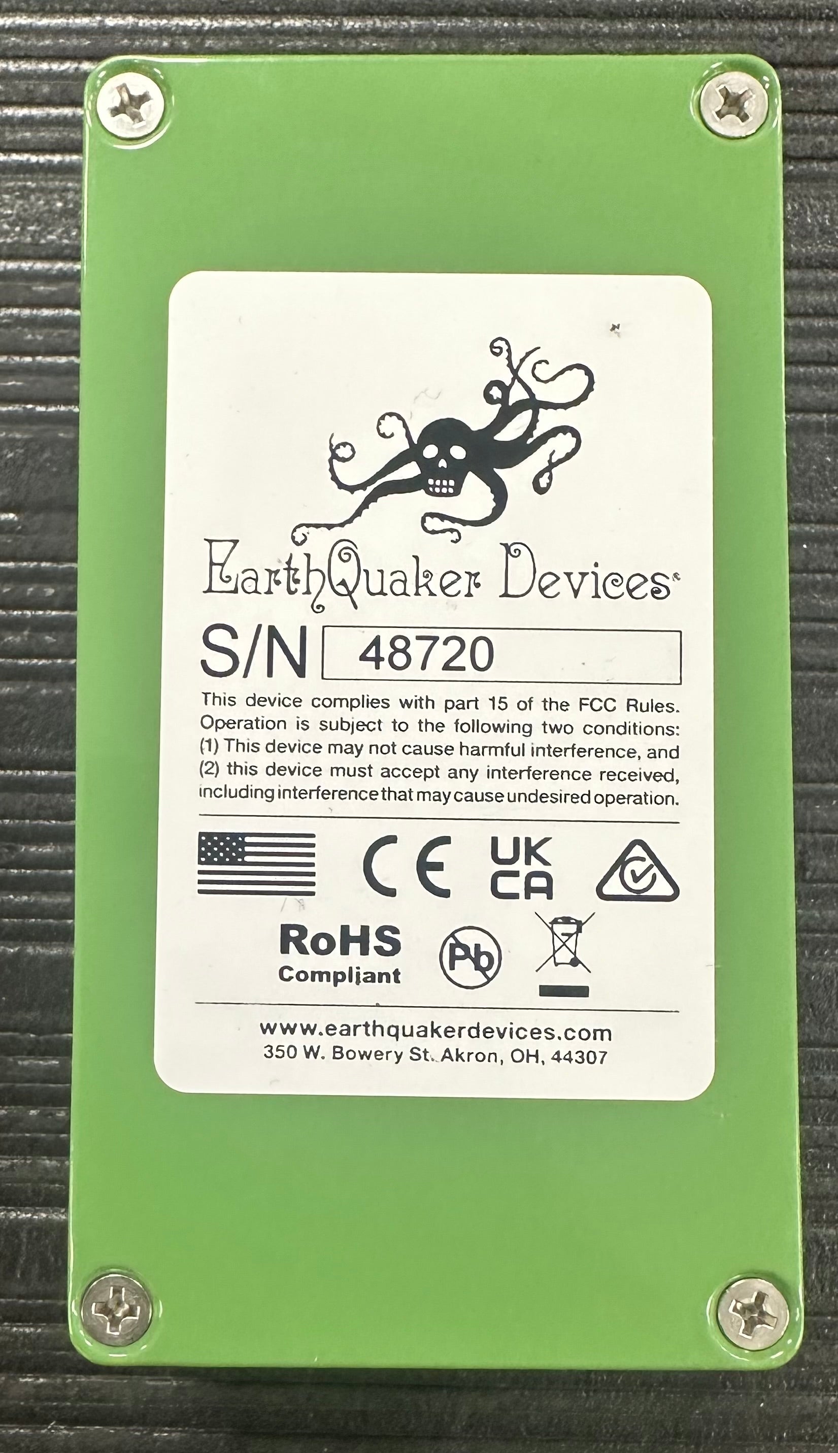 Bottom of Used EarthQuaker Devices Plumes Small Signal Shredder w/box TSS4231