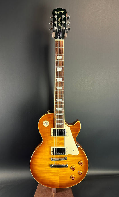 Full front of Used Epiphone Les Paul Standard Honeyburst.