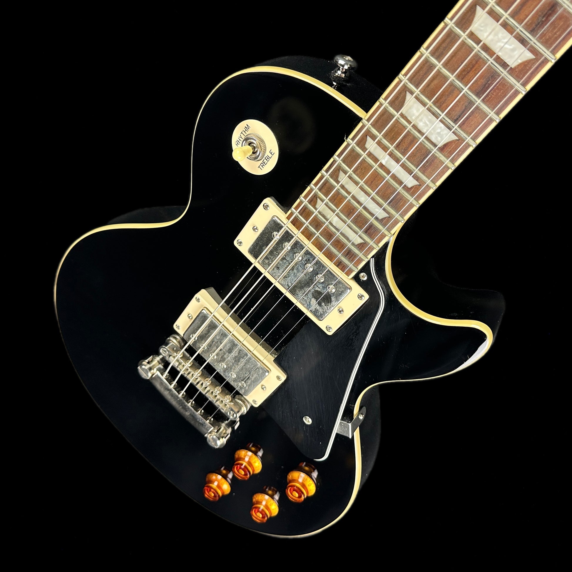 Front angle of Used Epiphone Les Paul Standard Ebony.