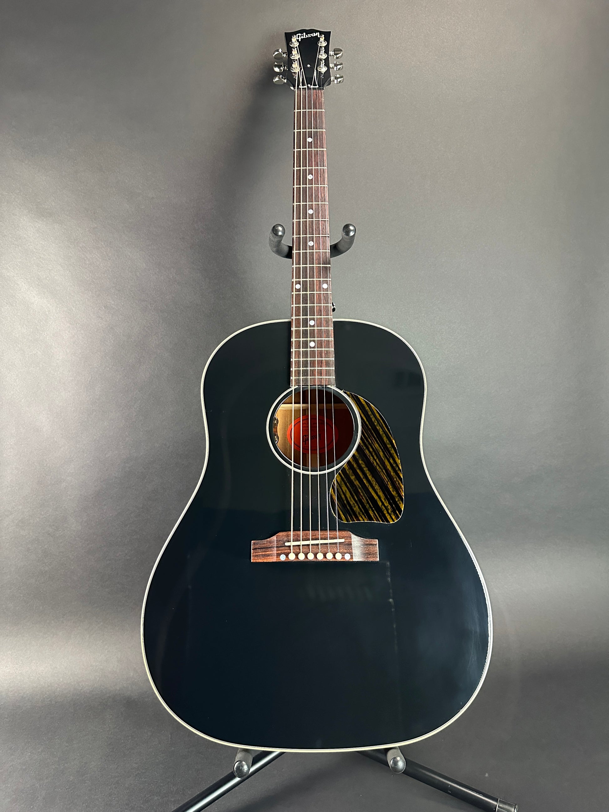 Full front of Used Gibson Custom Shop M2M J-45 Long Scale Ebony.