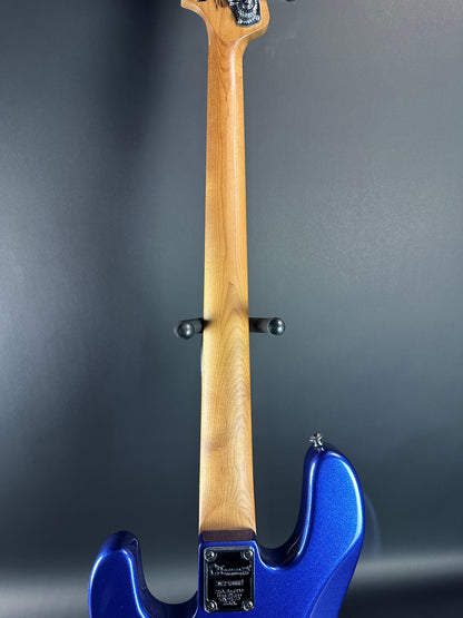 Back of neck of Used Charvel Pro Mod Bass Blue.