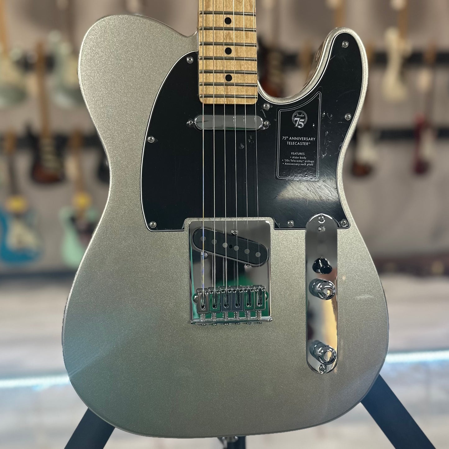 Front of Used Fender 75th Anniversary Player Telecaster Diamond Anniversary Metallic TSS4090