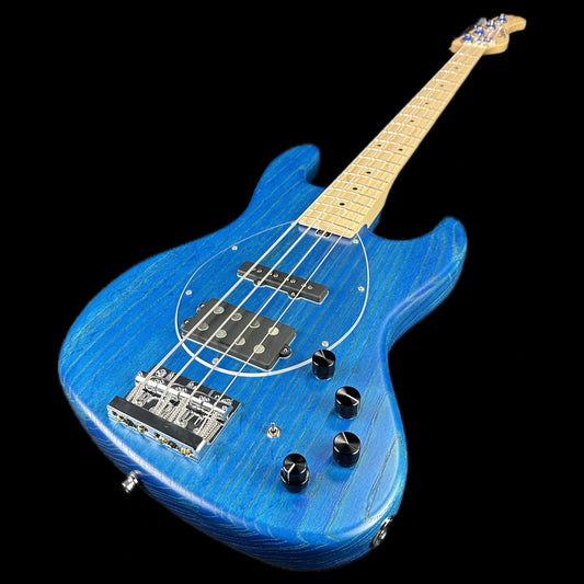 Front angle of Used Sadowsky MJ Metroline Satin Blue.