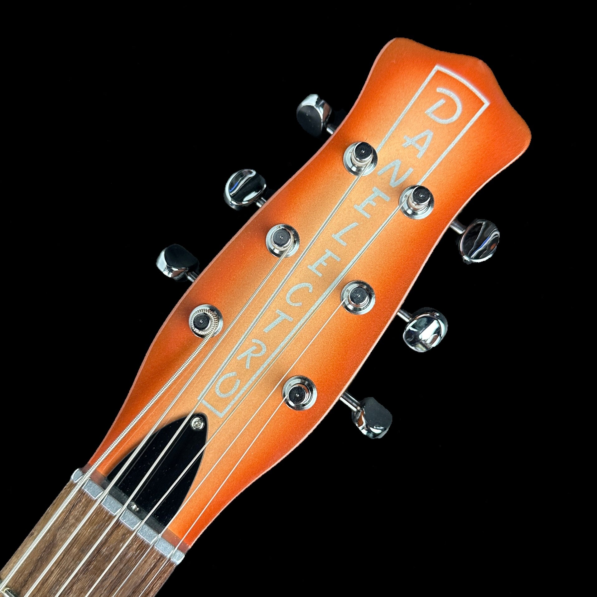 Headstock of Used Danelectro Longhorn Baritone.