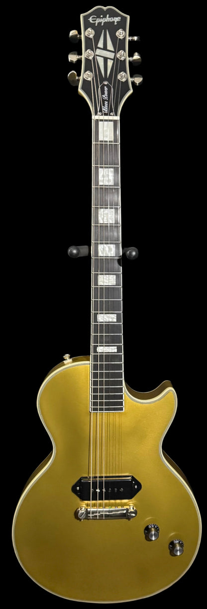 Full front of Used Epiphone Jared James Nichols Gold Glory Les Paul w/case TSS4848