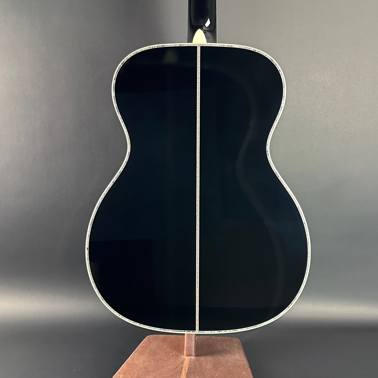 Back of Martin Custom Shop Black OM-45 Tree of Life Sitka/EIR.