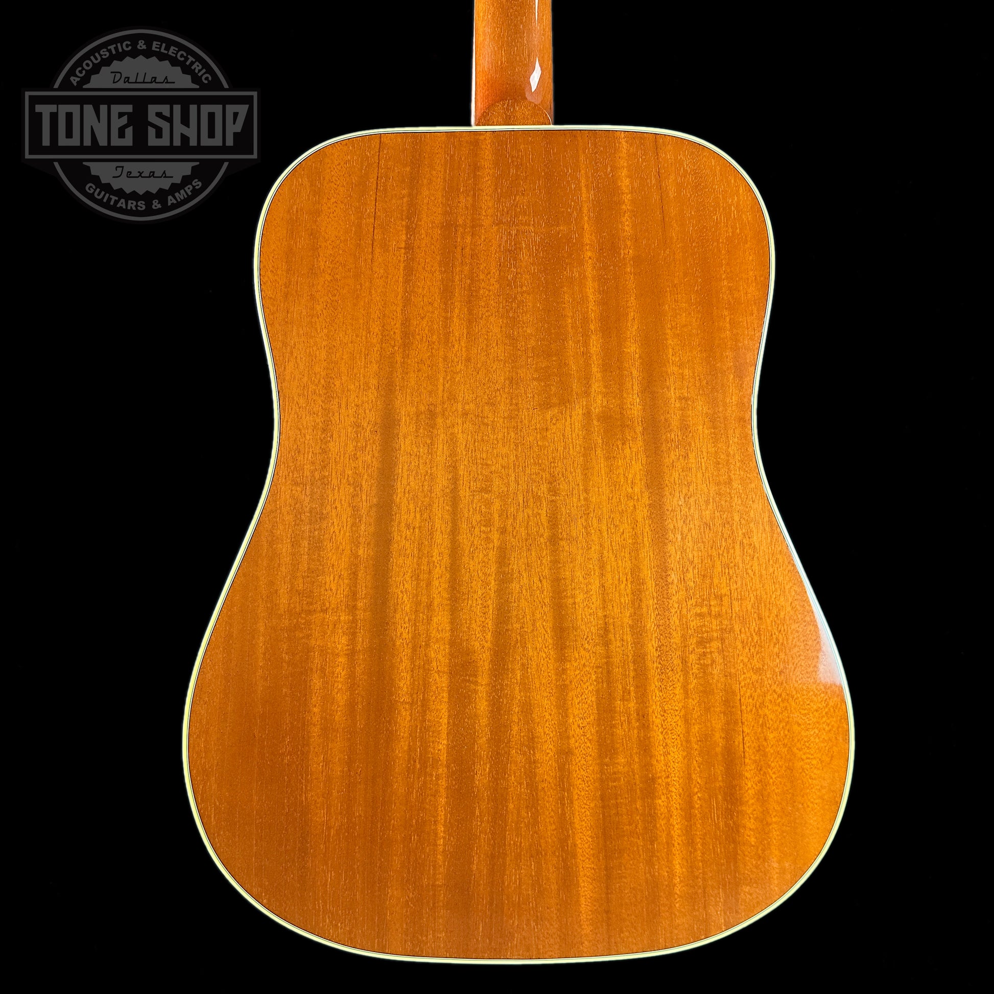 Back of Used Gibson Custom Shop M2M Hummingbird Original Adi Red Spruce Top.