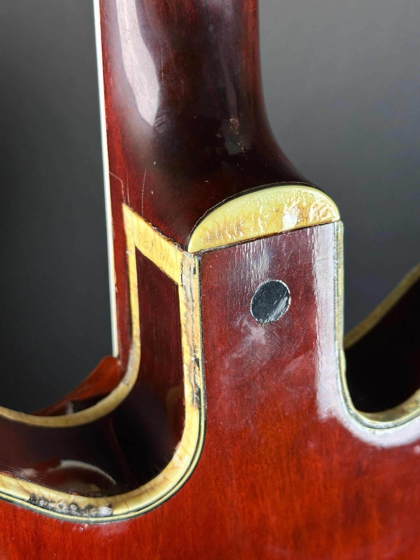 Back of neck joint of Vintage 1968 Gretsch 6122 Country Gentleman.