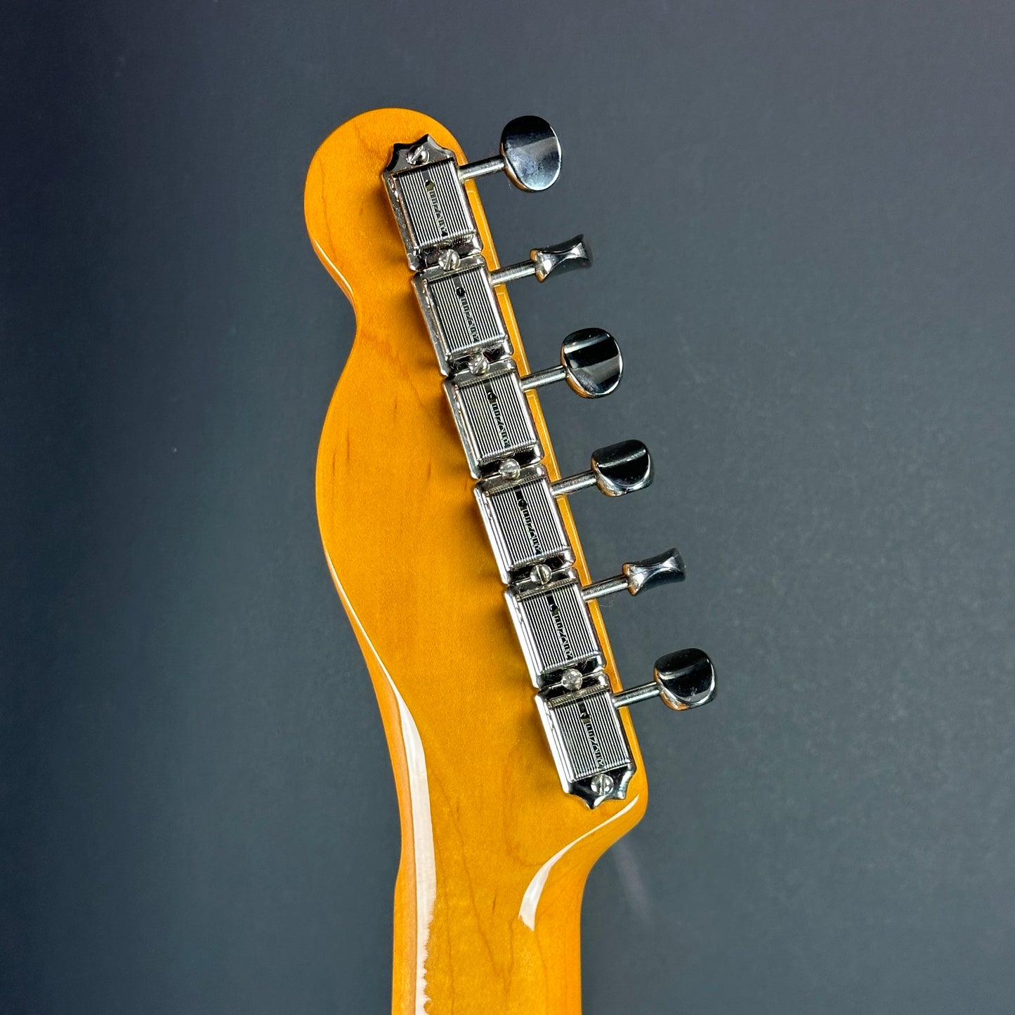 Back of headtock of Used Fender American Vintage II 1951 Telecaster Butterscotch Blonde.