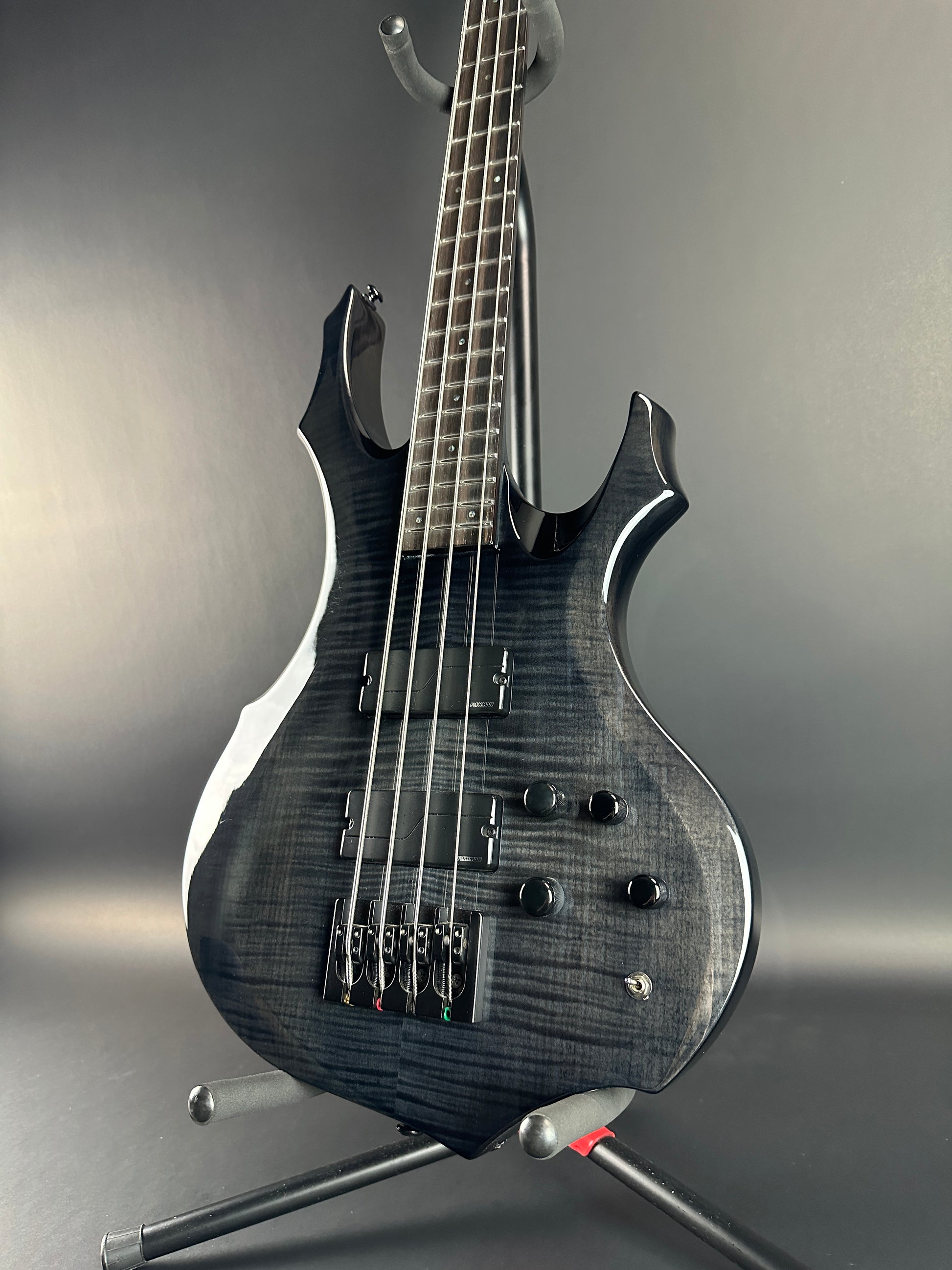 Front angle of Used ESP LTD F1004 DLX Greyburst.