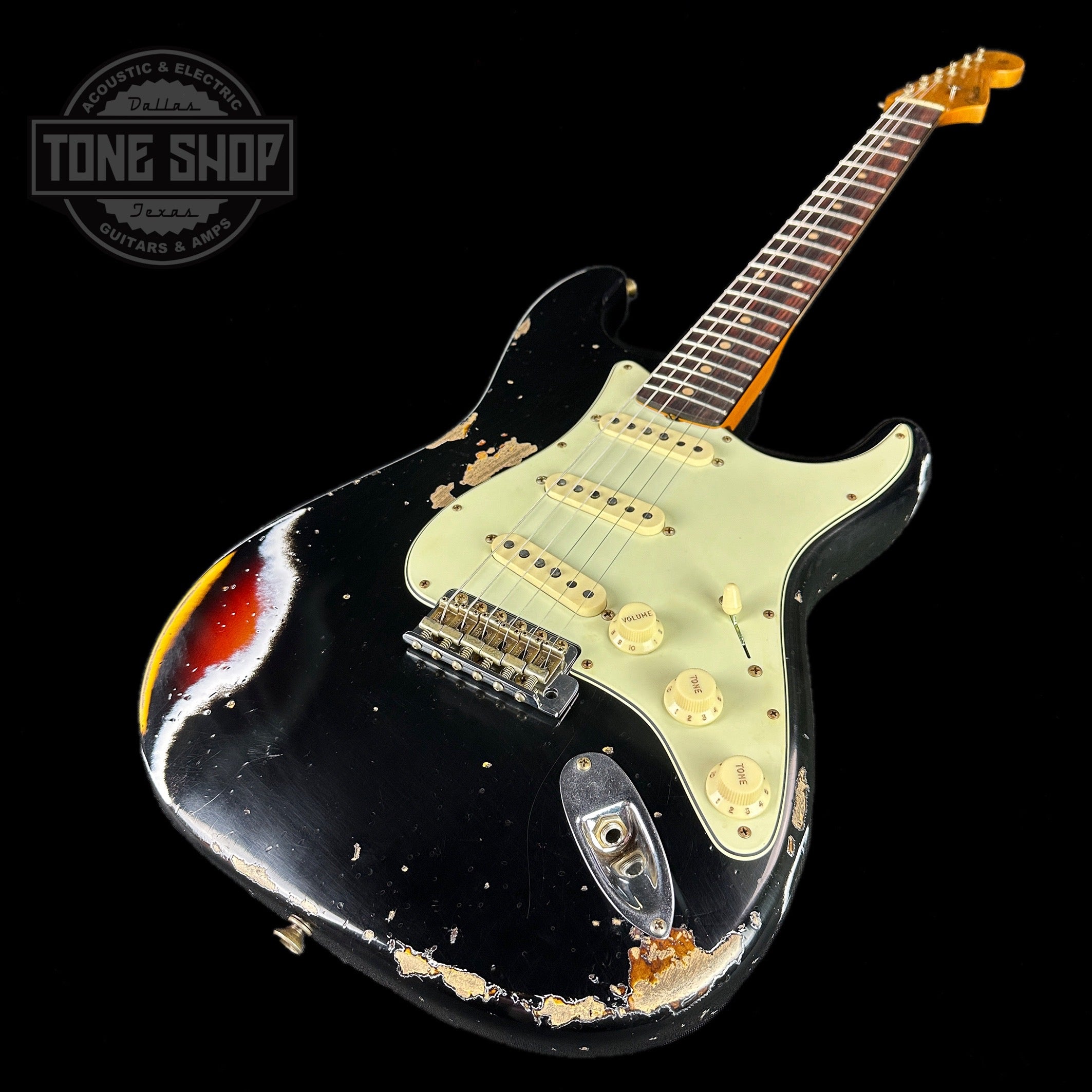 Fender Custom Shop 1960 Strat Heavy Relic Aged Black Over 3 Color Sunb –  Tone Shop Guitars