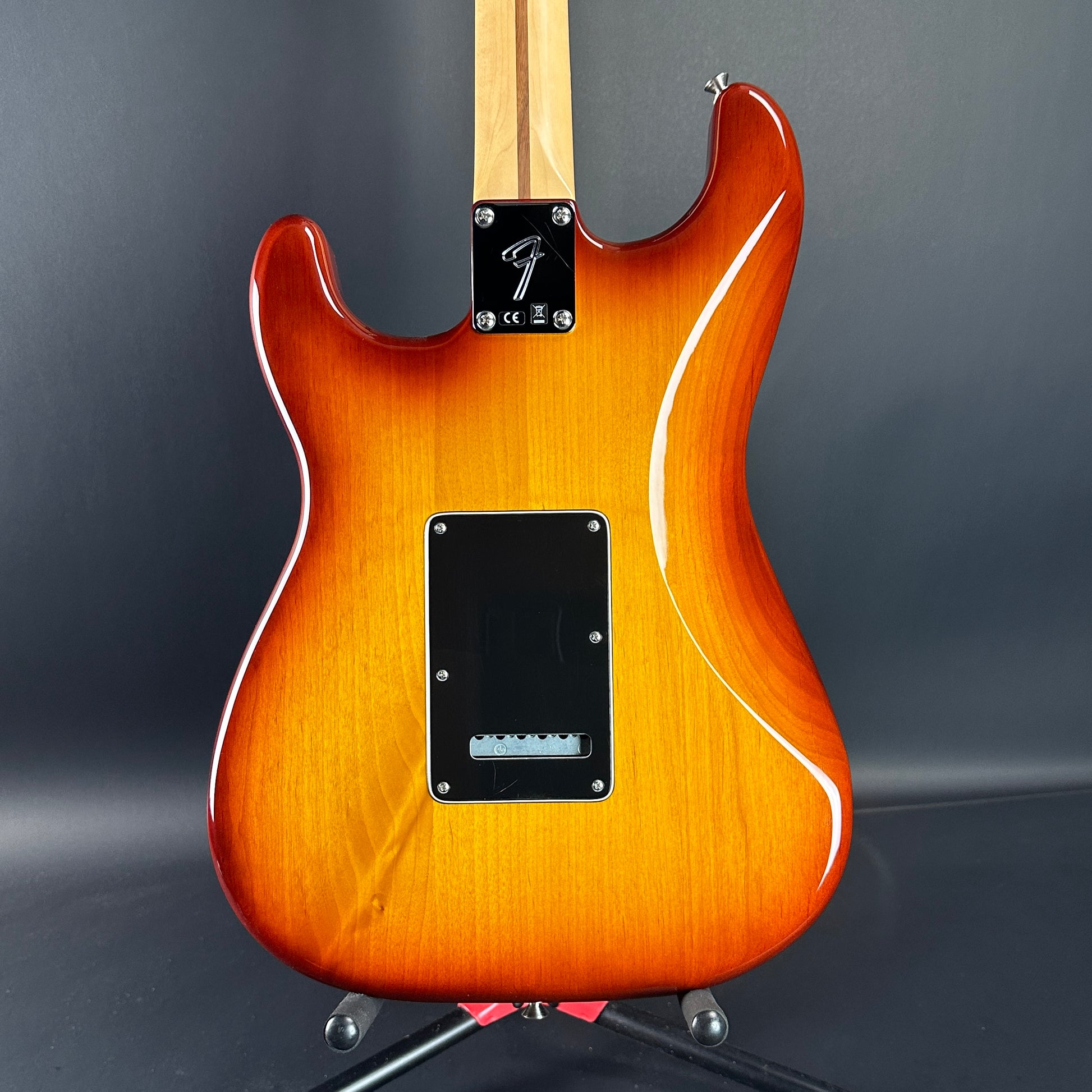 Back of Used Fender Player Stratocaster Plus Top Sunburst.