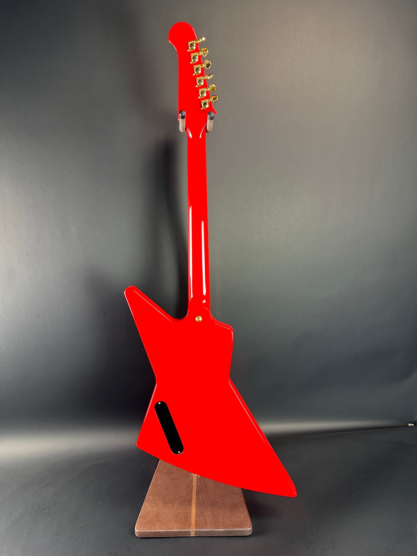 Full back of Used Gibson Lzzy Hale Signature Explorerbird Cardinal Red.