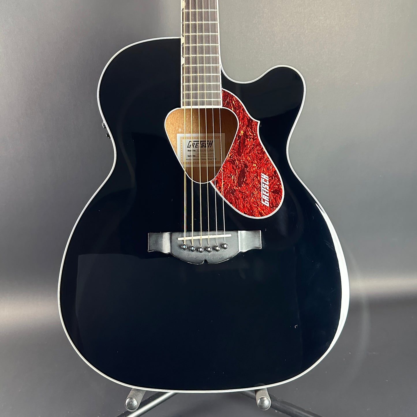 Front of Used Gretsch G5013CE Rancher Black.