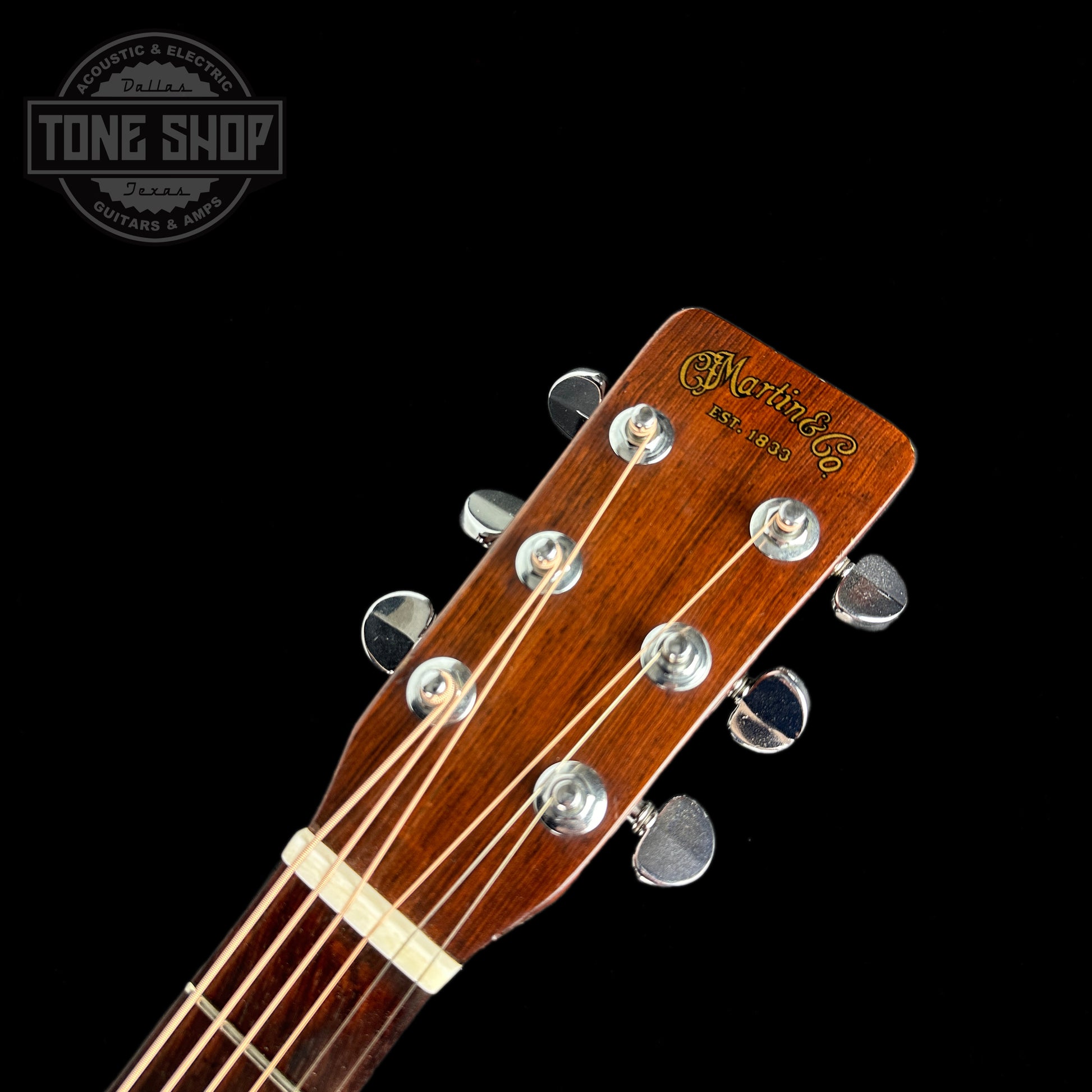 Front of headstock of Vintage 1967 Martin D18.