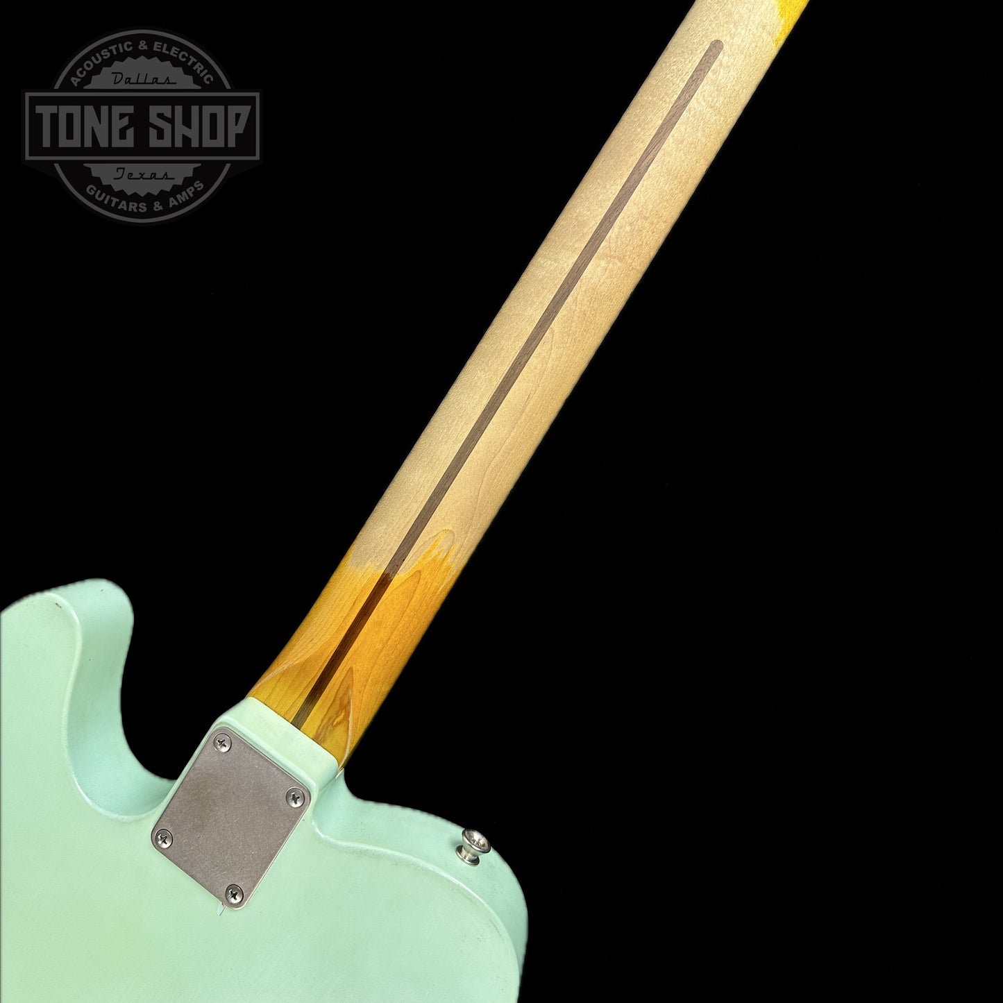 Back of neck of Used Nash T-57 Surf Green.