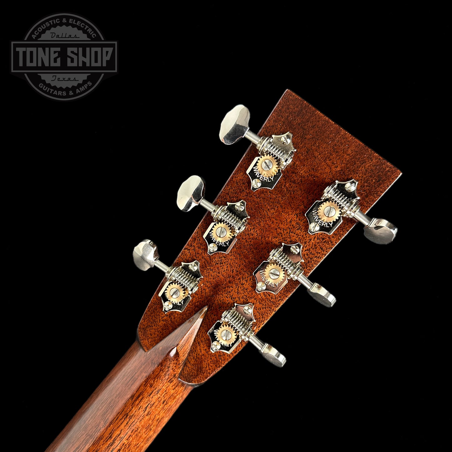 Back of headstock of Collings D2H Satin Neck Sitka/EIR.