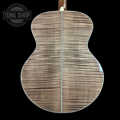 Back of body of Martin Custom Shop Grand Jumbo Adirondack/Pacific Big Leaf Maple.