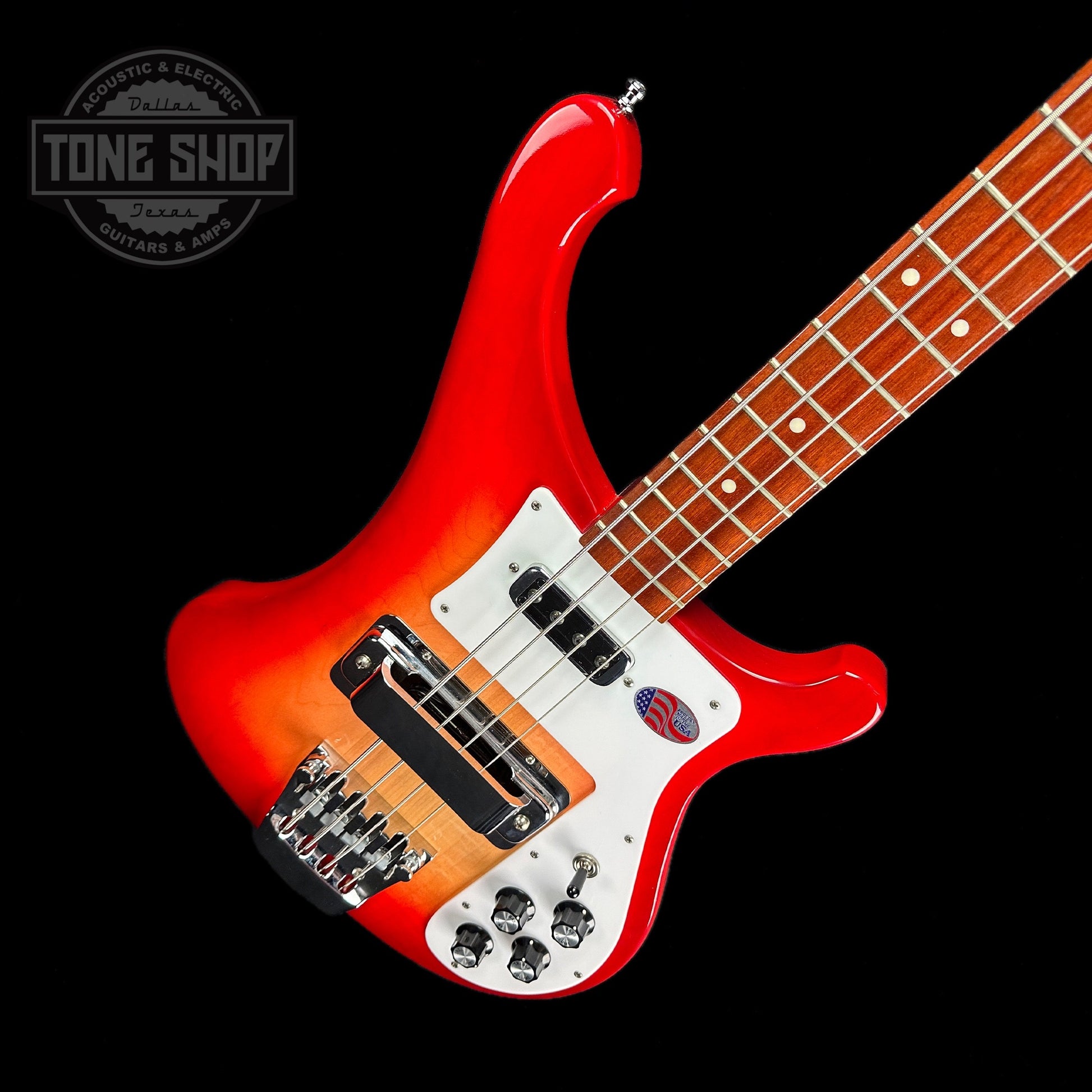 Front angle of Used Rickenbacker 4003S Bass Fireglo.