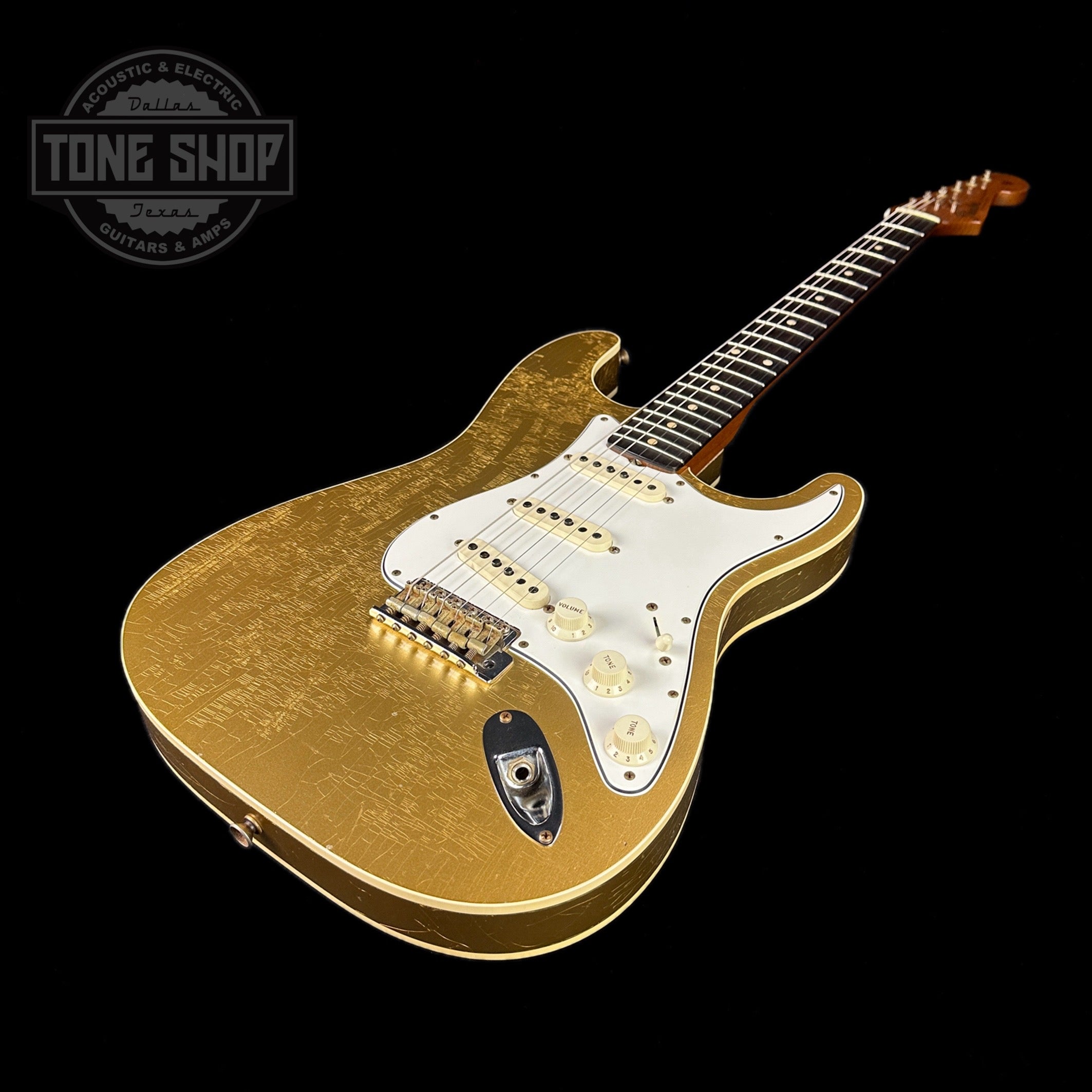 Used 2021 Fender Custom Shop Double Bound Strat Aged Aztec Gold w/case  TSU16786