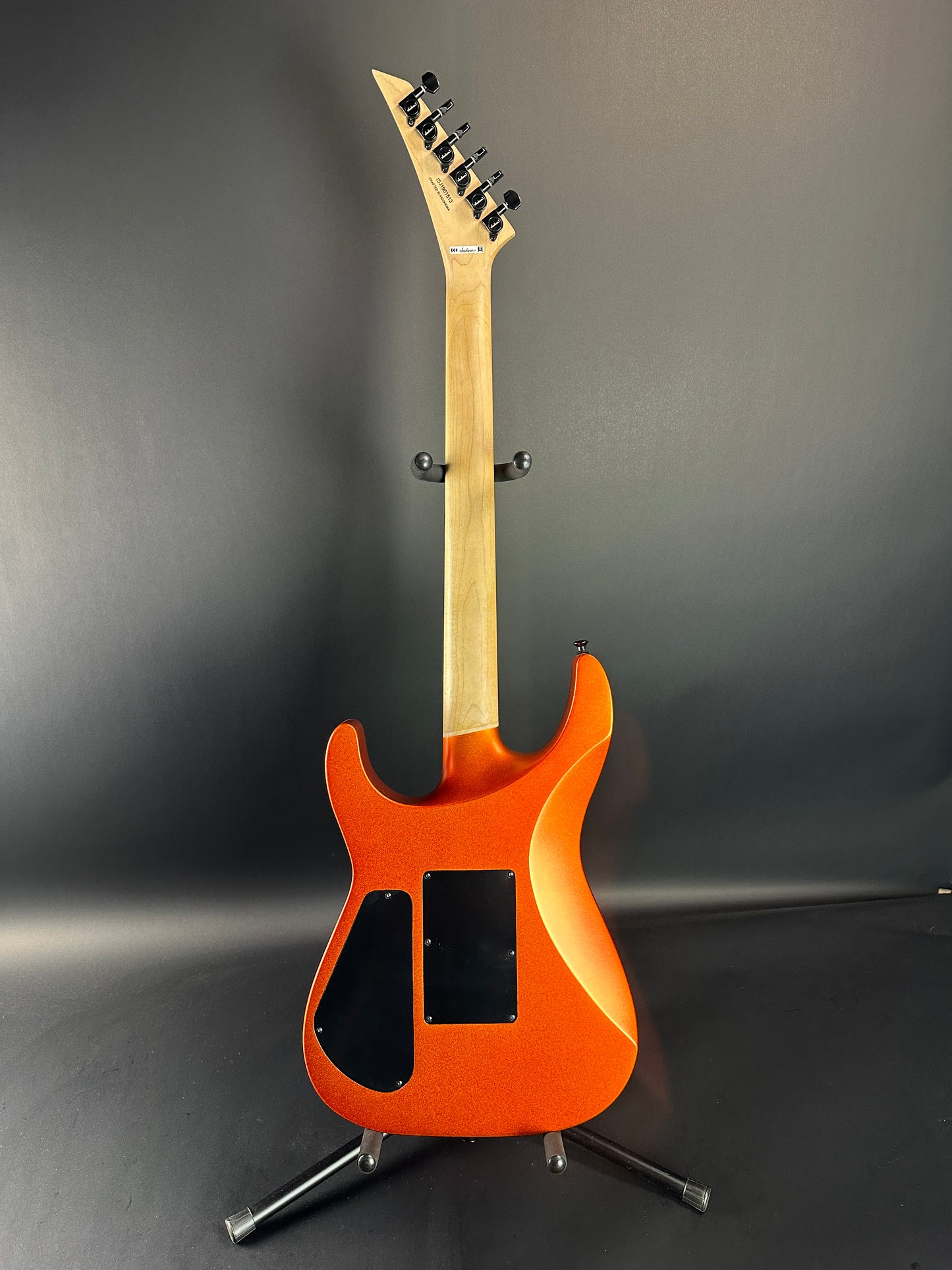 Full back of Used Jackson Pro Series Soloist SL3 Satin Orange Blaze.