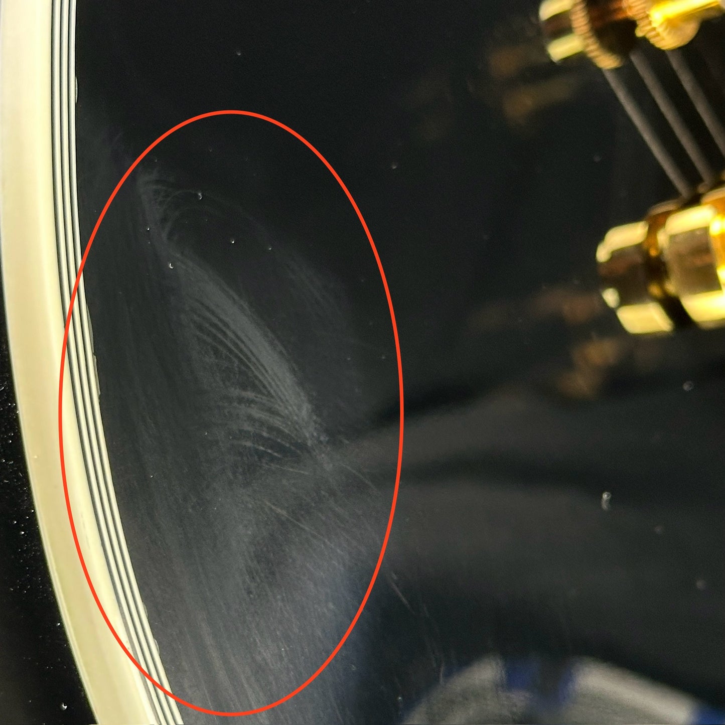 Scratches on body of Used Gibson Custom Shop Axcess Ebony.