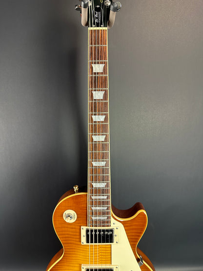 Fretboard of Used Epiphone Les Paul Standard Honeyburst.