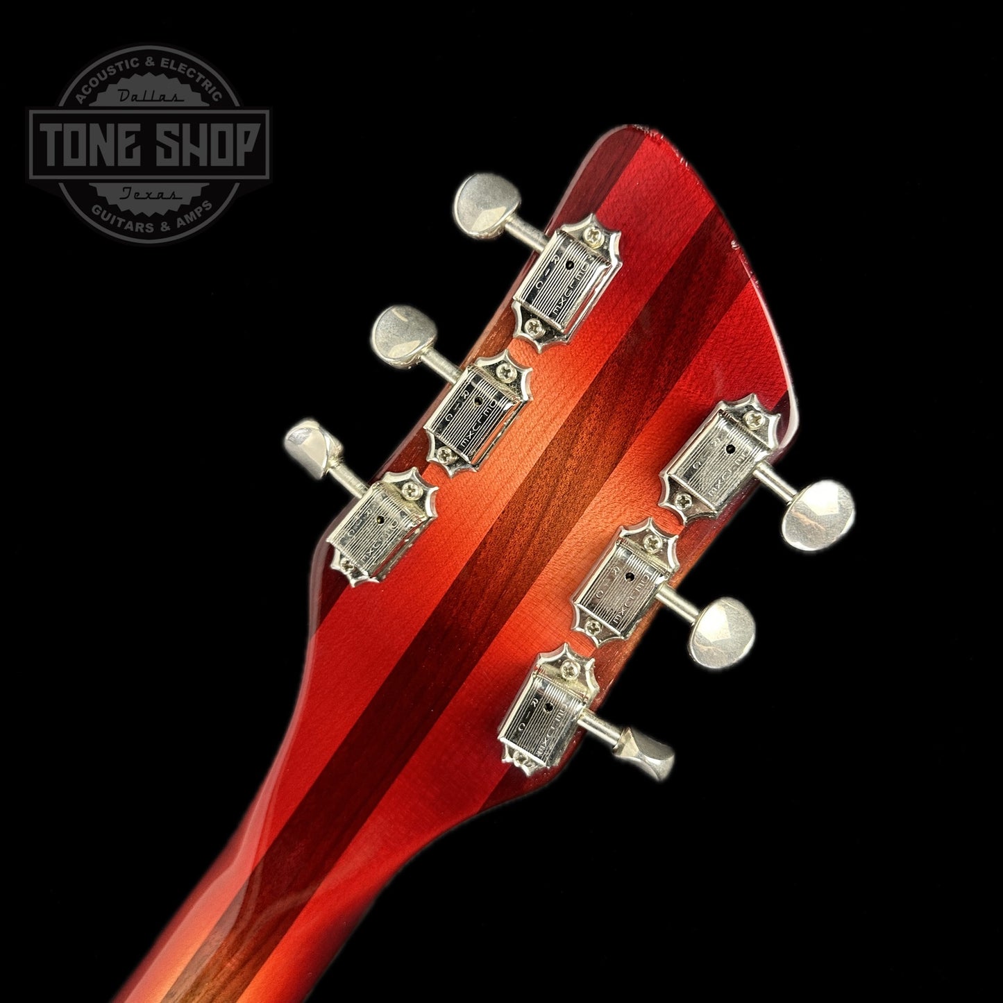 Back of headstock of Used 1997 Rickenbacker 360V64 Fireglow.