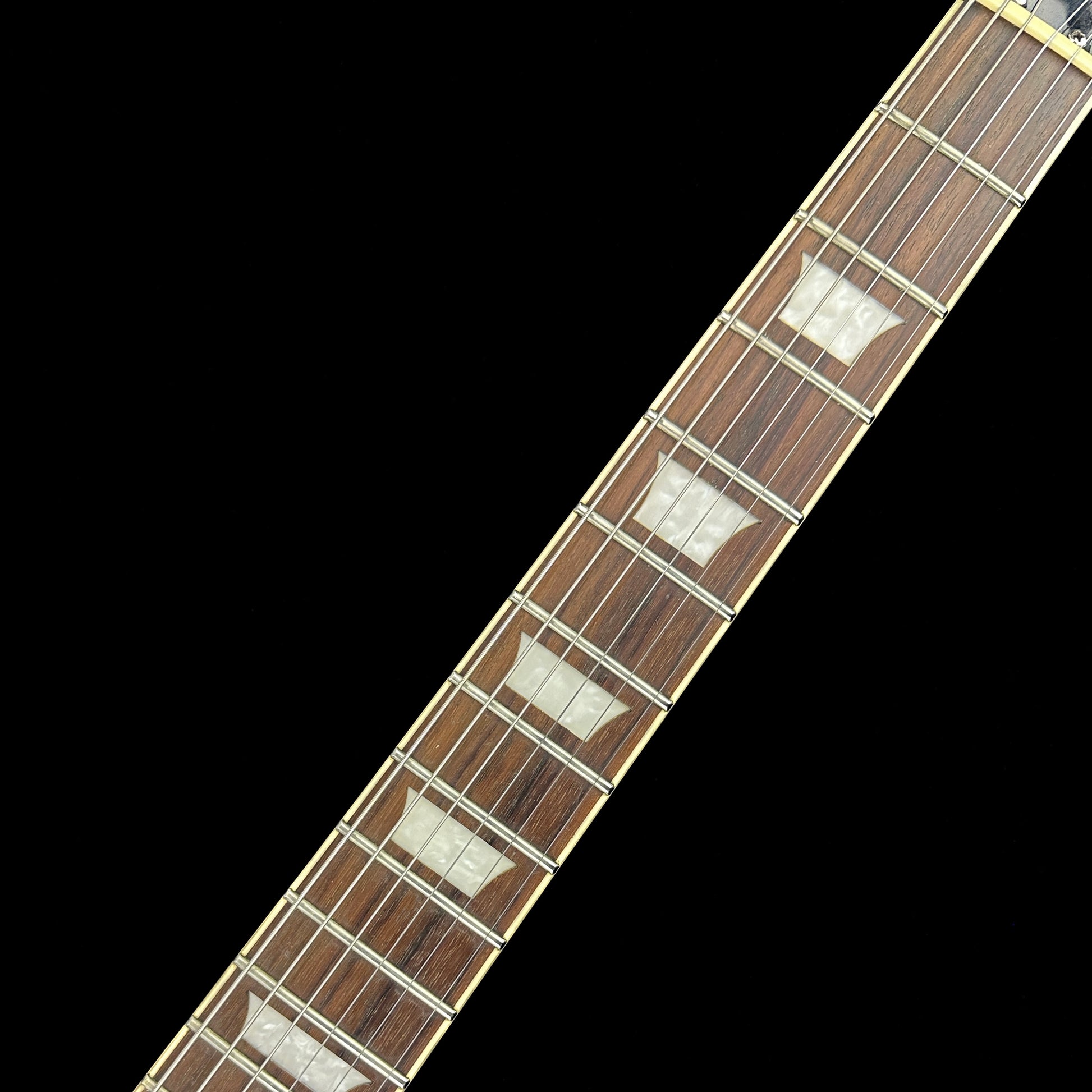 Fretboard of Used Epiphone Les Paul Standard Ebony.