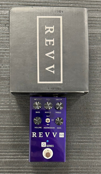 Top of with box of Used Revv G3 Overdrive/Distortion w/box