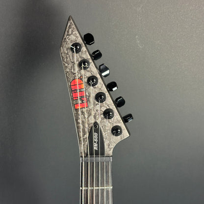 Front of headstock of Used ESP Reba Meyers.