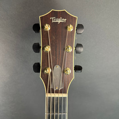 Front of headstock of Used Taylor XXV-DR 25th Anniversary.