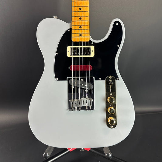 Front of Used Fender Brent Mason Telecaster Primer Gray.